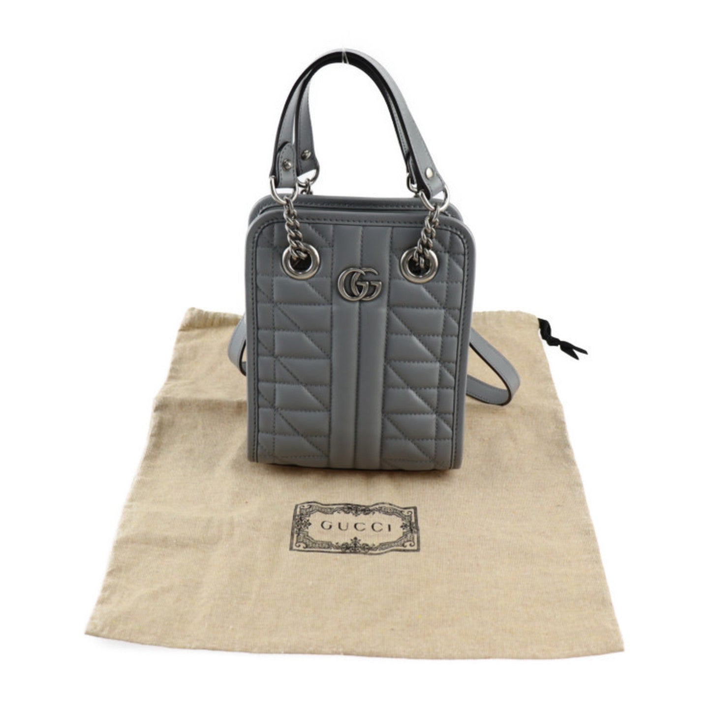 Gucci Gg Marmont Gray Leather Handbag Shoulder Bag Tote Bag