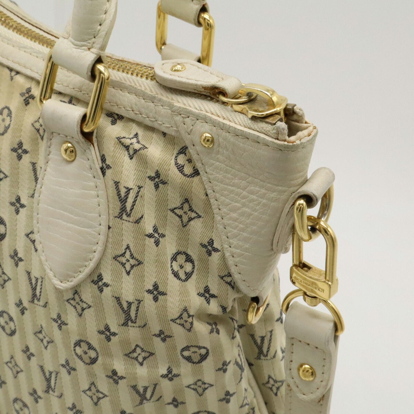 Louis Vuitton Blue Canvas Leather Handbag Shoulder Bag Tote Bag