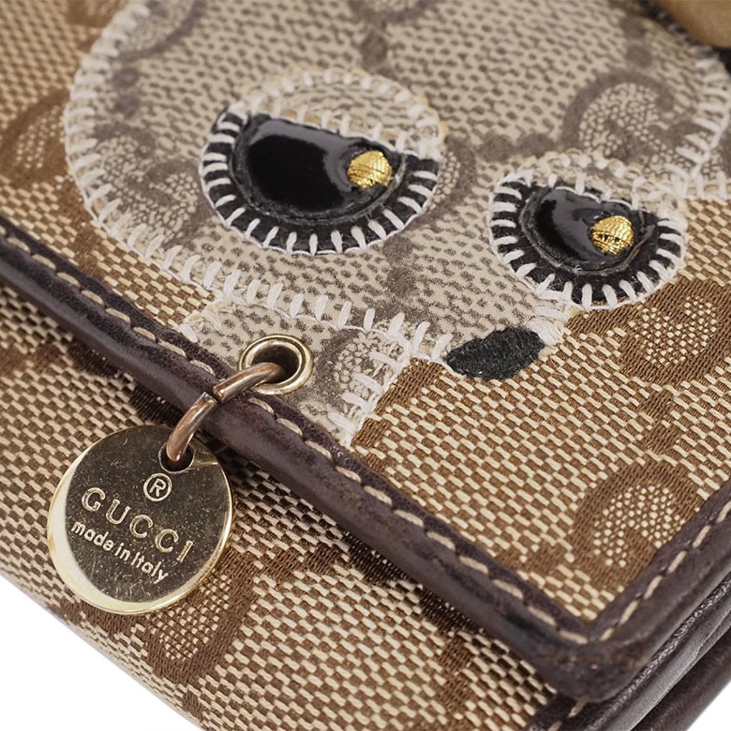 Gucci Brown Canvas Leather Long Wallet (Bi-Fold)