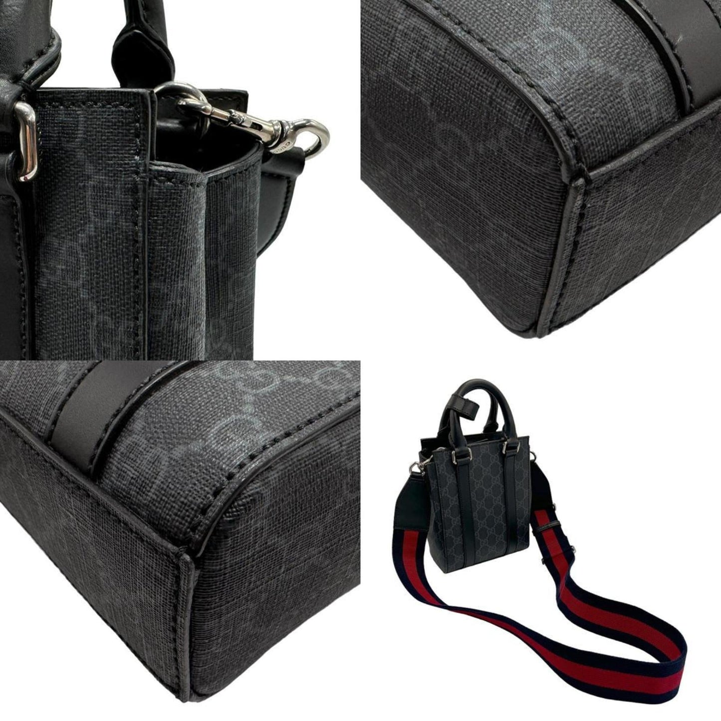 Gucci Black Gray Pvc Handbag Shoulder Bag