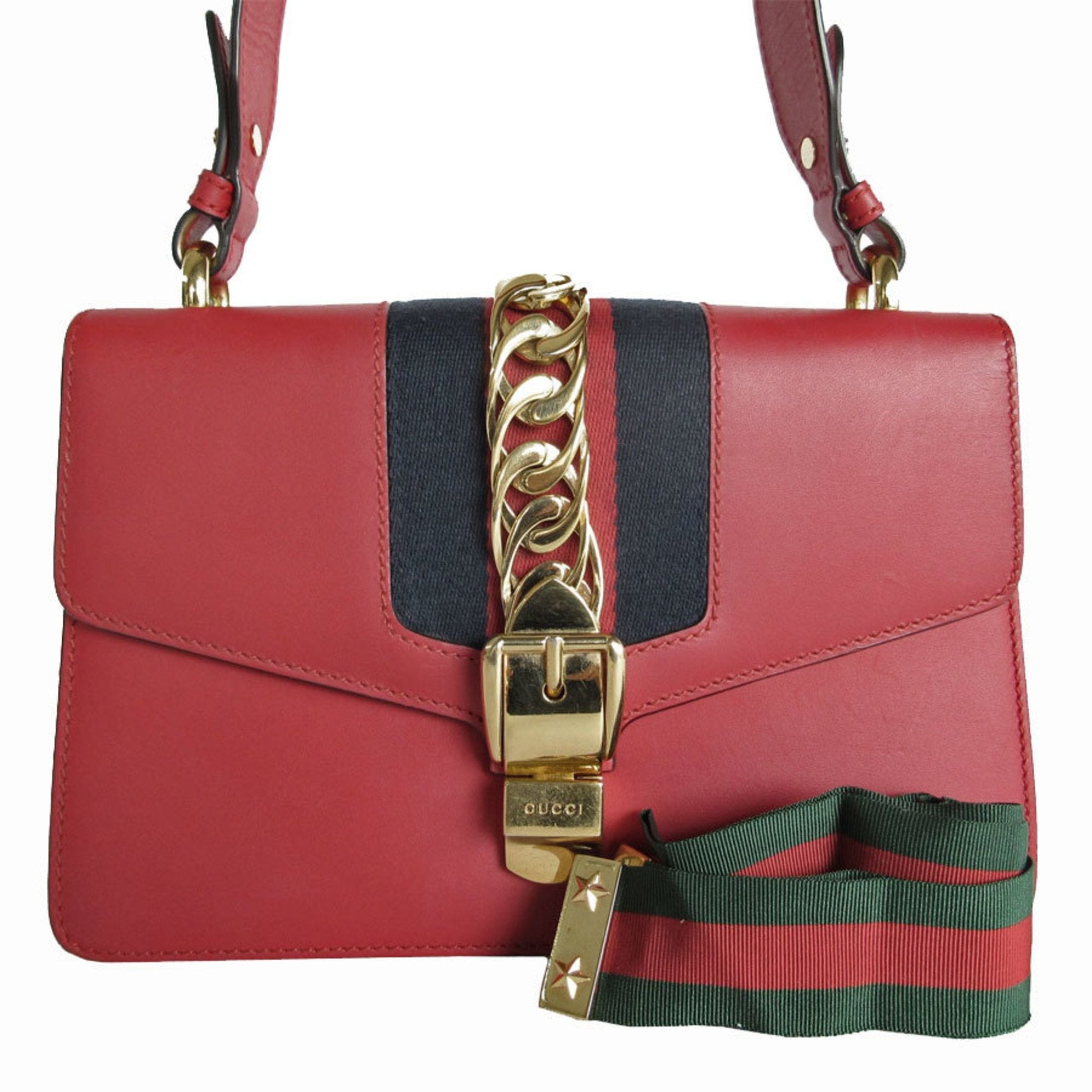Gucci Red Color Leather Shoulder Bag ()