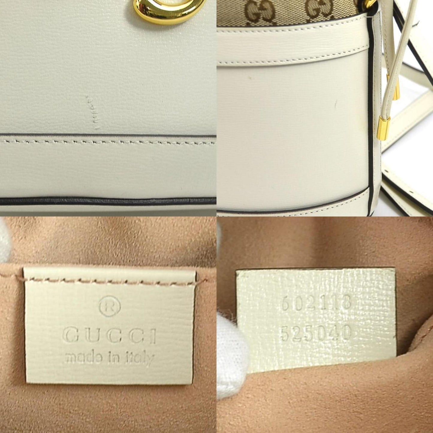 Gucci Ivory Gg Canvas Leather Shoulder Bag