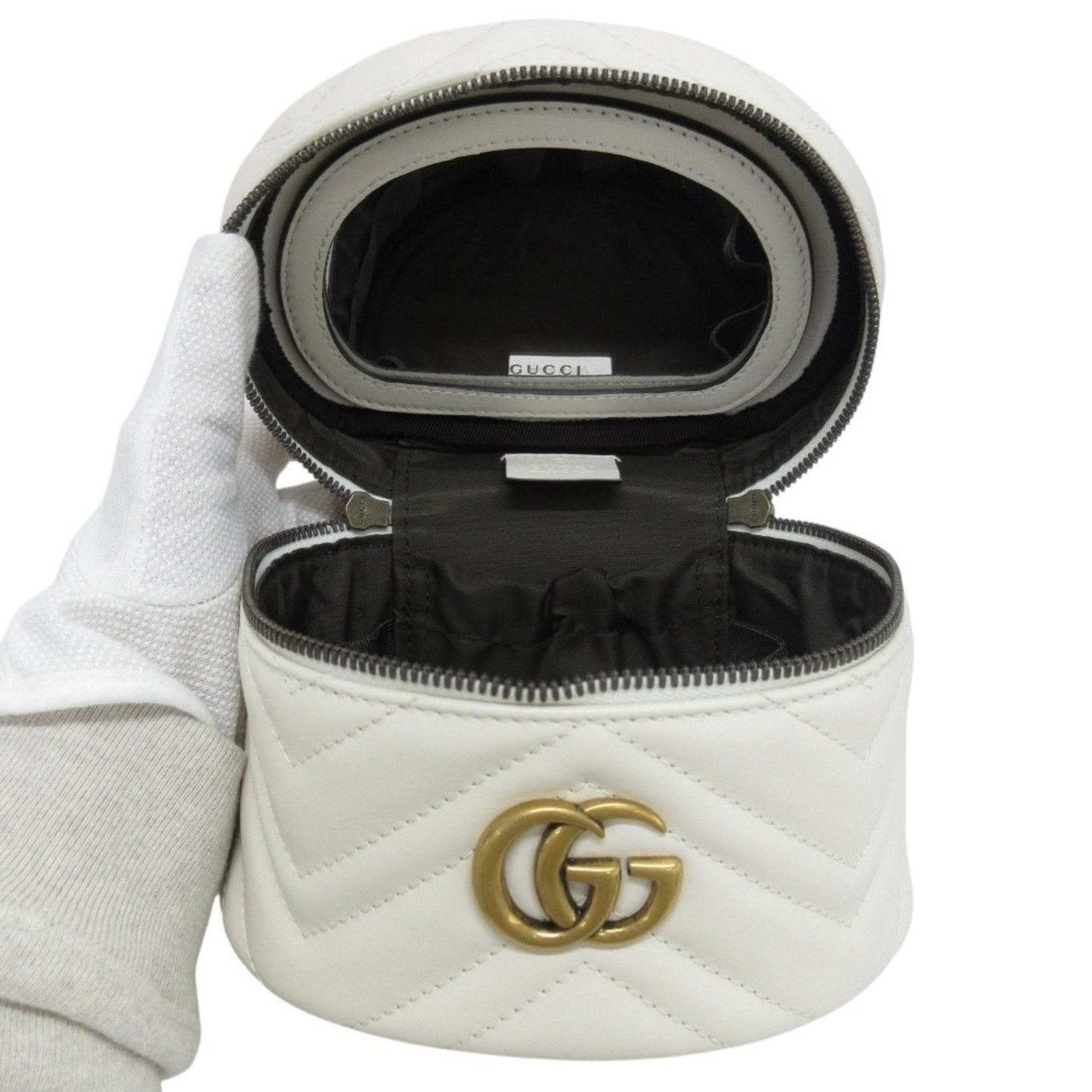 Gucci White Leather Pouch Vanity Bag