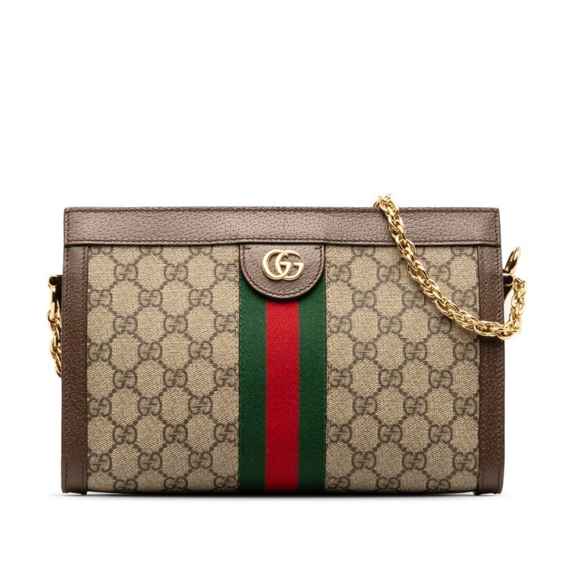 Gucci Sherry Line Beige Brown Leather Pvc Shoulder Bag ()