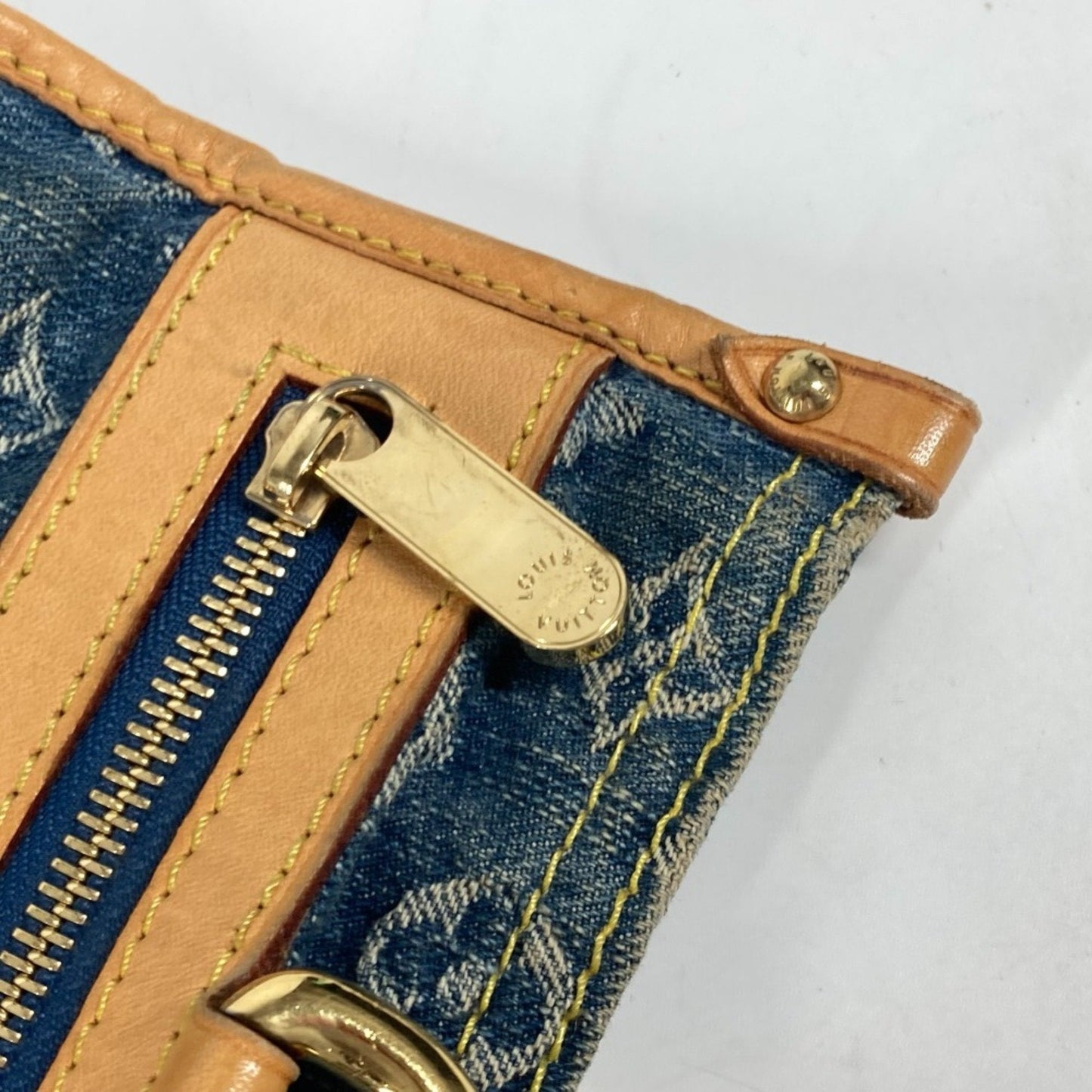 Louis Vuitton Blue Yellow Monogram Denim Shoulder Bag Tote Bag