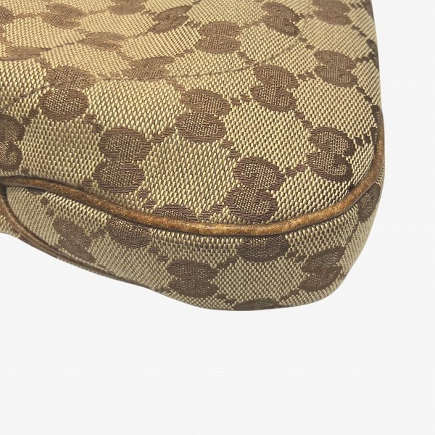 Gucci Brown Gg Canvas Leather Shoulder Bag