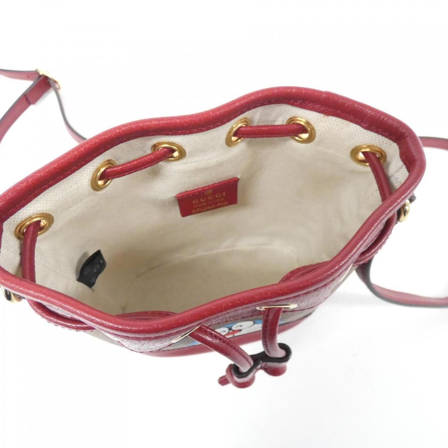 Gucci Beige Cherry Red Gg Supreme Leather Shoulder Bag