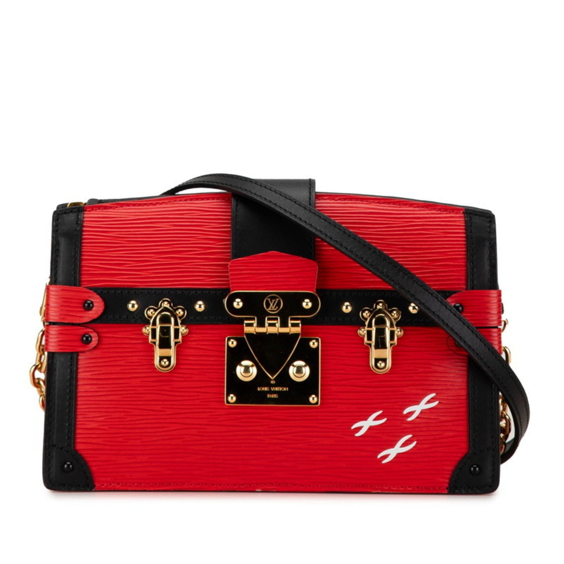 Louis Vuitton Epi Black Rouge Leather Clutch Bag Shoulder Bag ()