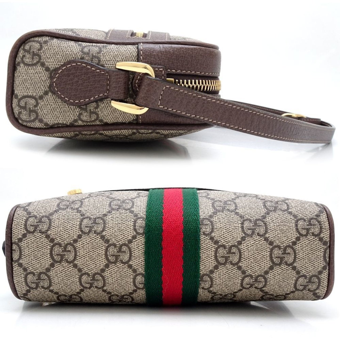 Gucci Beige Gg Supreme Canvas Leather Shoulder Bag