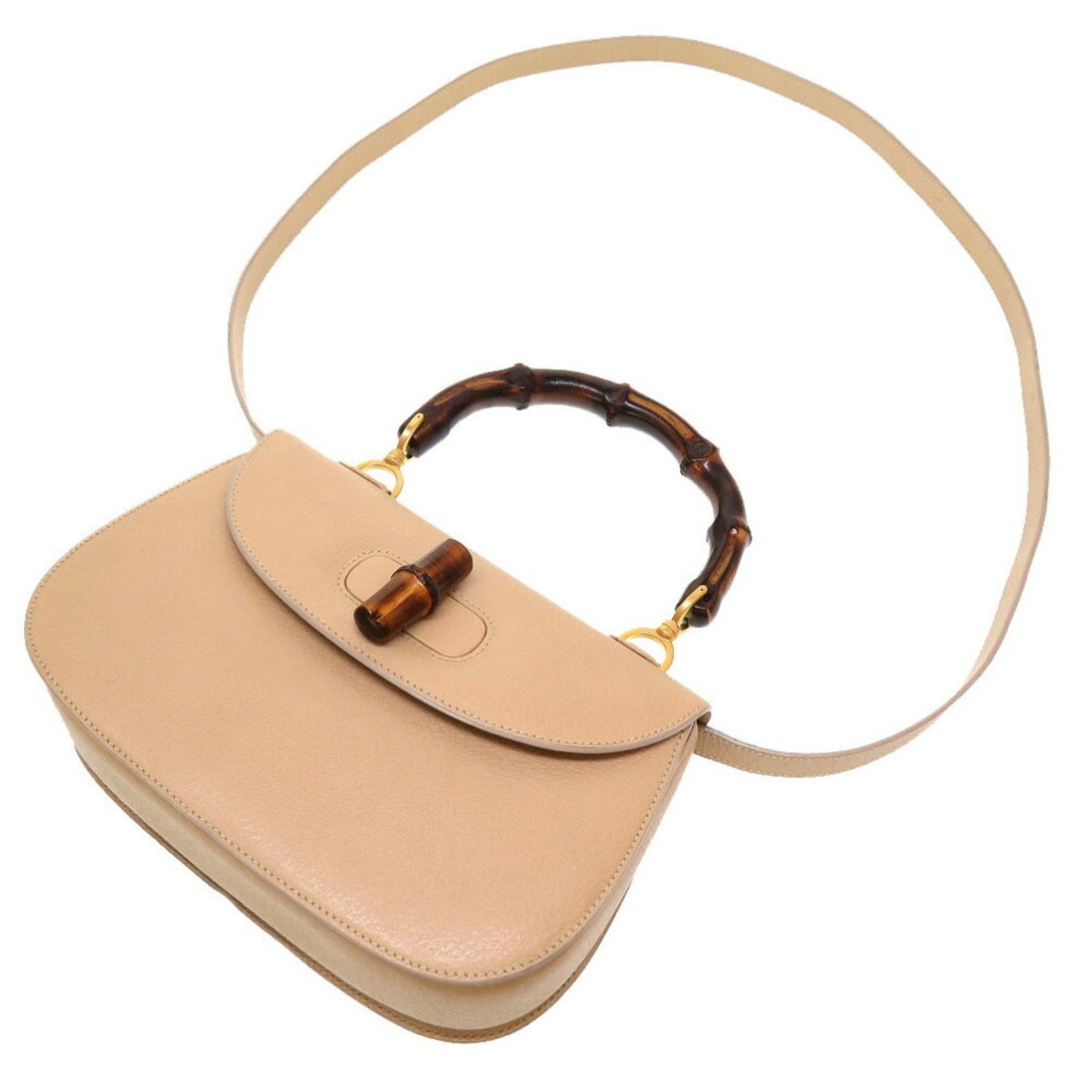 Gucci Beige Bamboo Leather Handbag
