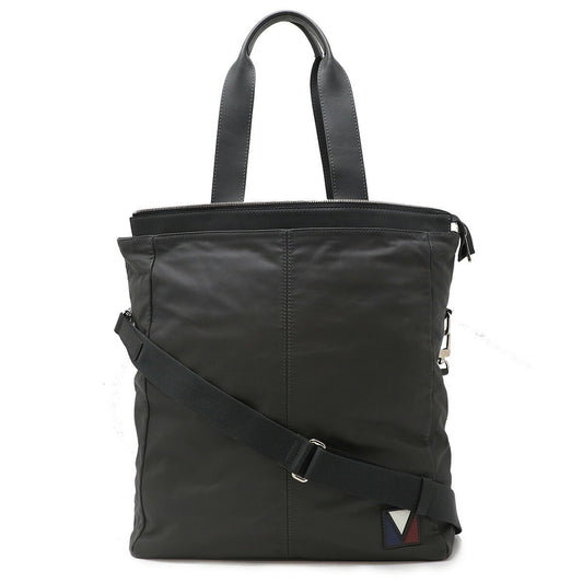 Louis Vuitton Gray Leather Shoulder Bag Tote Bag ()