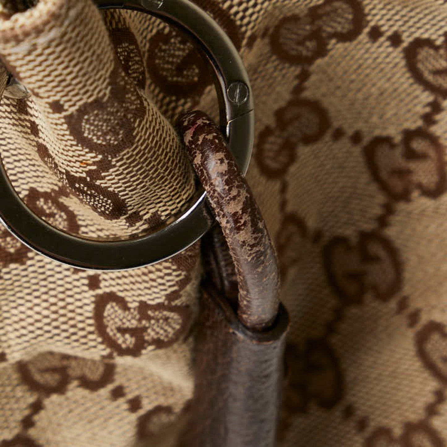 Gucci Beige Brown Canvas Leather Tote Bag