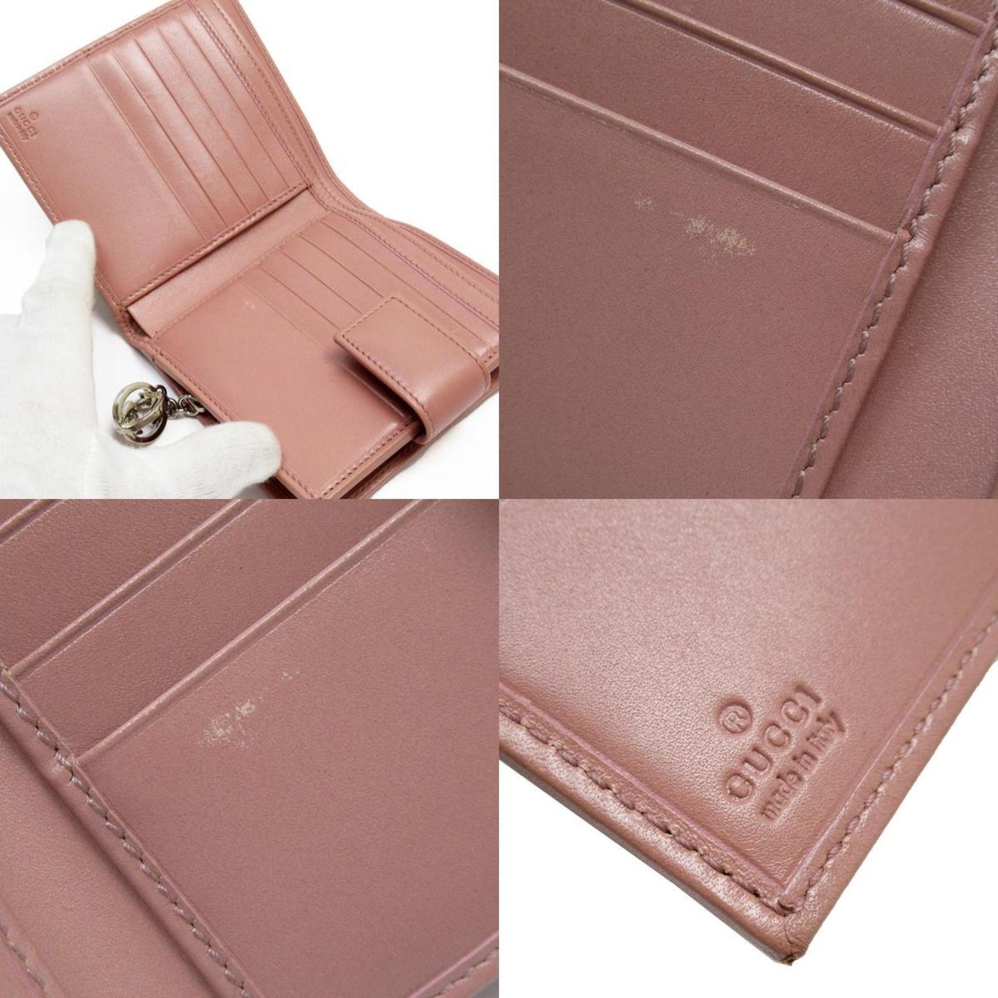 Gucci Beige Pink Pink Beige Gg Canvas Wallet (Bi-Fold)