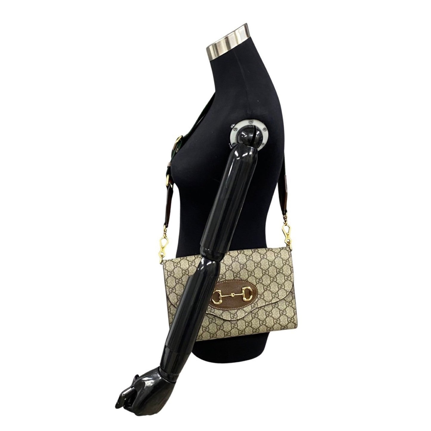 Gucci Brown Gold Pvc Leather Shoulder Bag