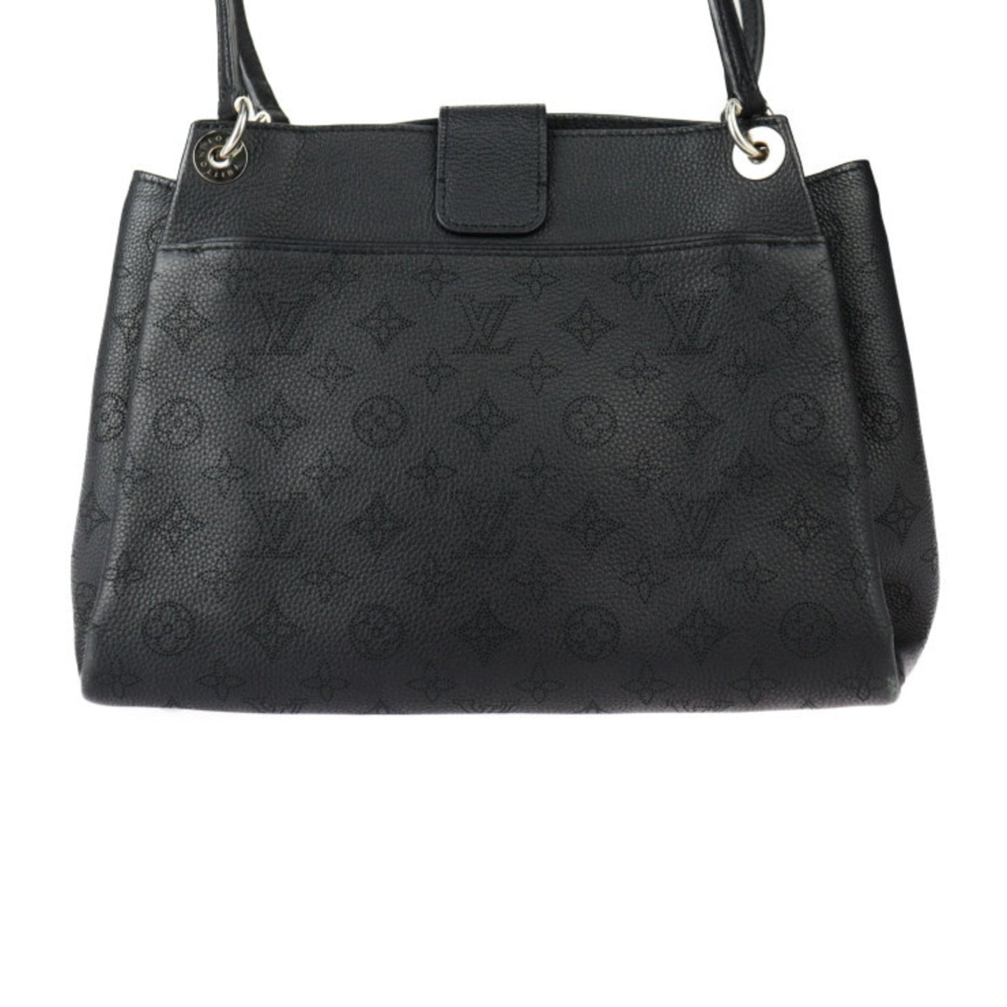 Louis Vuitton Black Leather Handbag Shoulder Bag Tote Bag