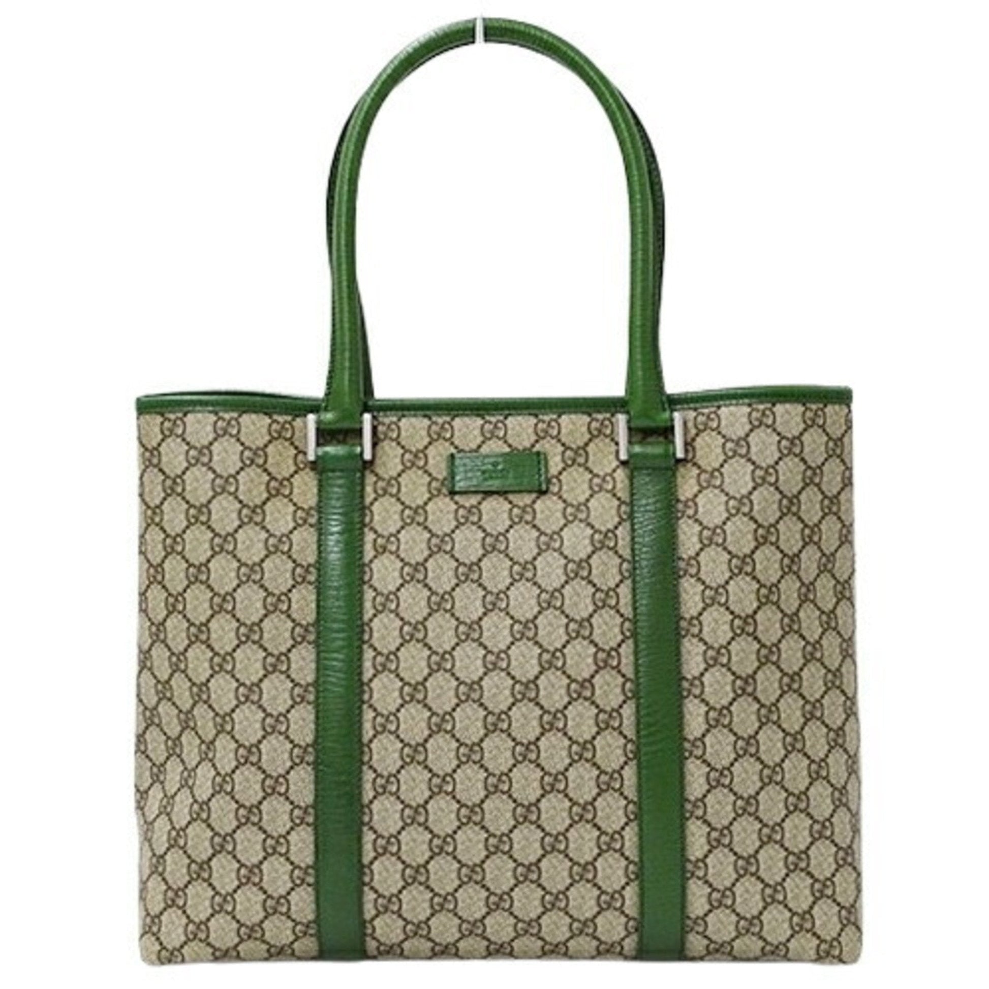Gucci Beige Brown Green Gg Supreme Tote Bag ()