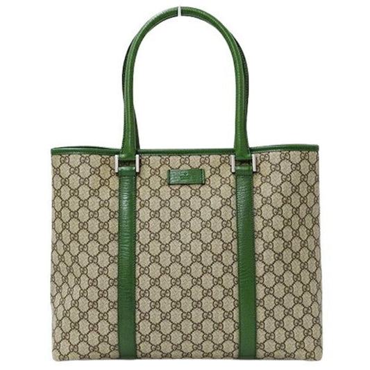 Gucci Beige Brown Green Gg Supreme Tote Bag ()