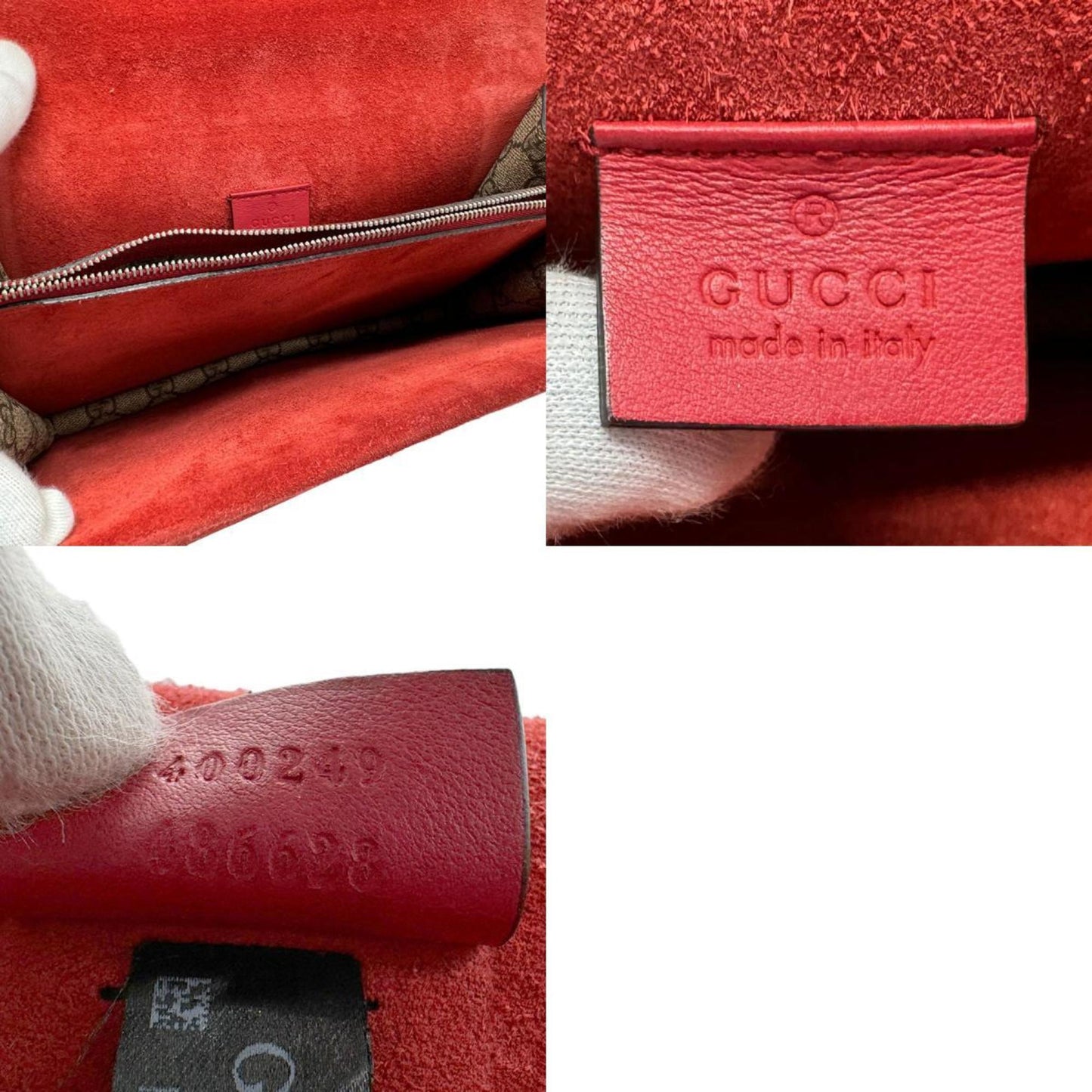 Gucci Brown Red Color Gg Supreme Shoulder Bag