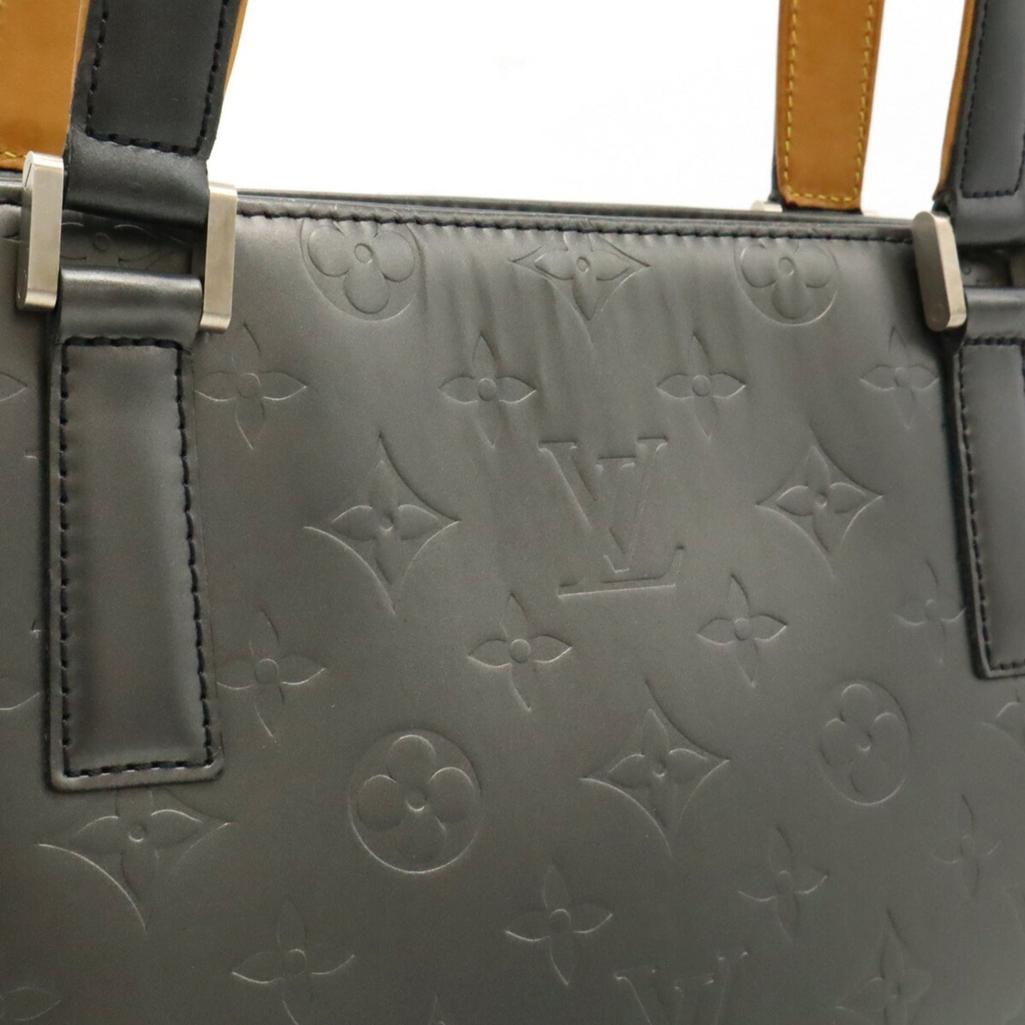 Louis Vuitton Monogram Mat Black Noir Leather Shoulder Bag Tote Bag