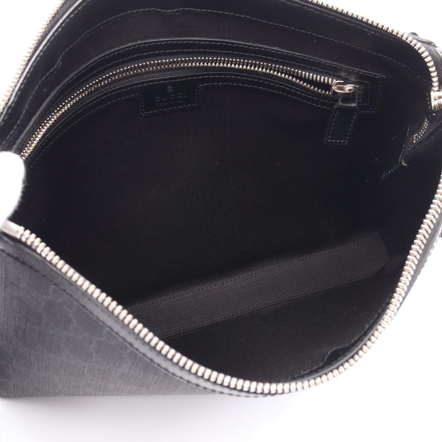 Gucci Black Gray Pvc Coated Canvas Leather Shoulder Bag
