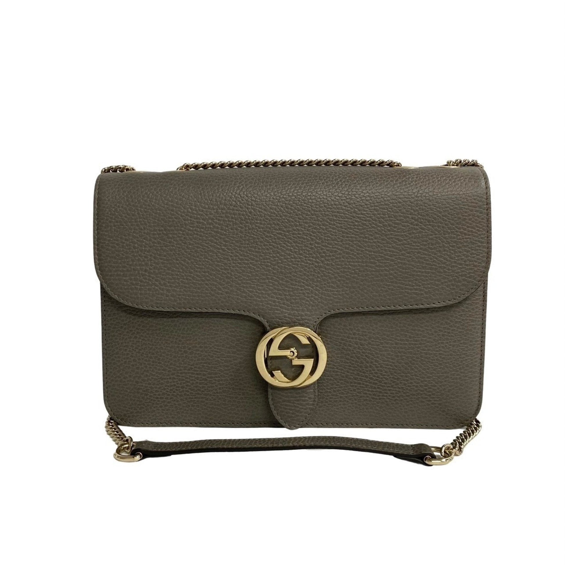 Gucci Gray Leather Handbag Shoulder Bag ()