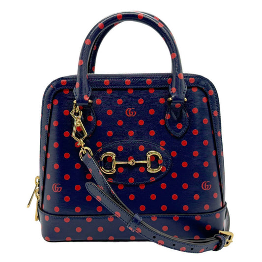 Gucci Navy Red Color Leather Handbag Shoulder Bag ()