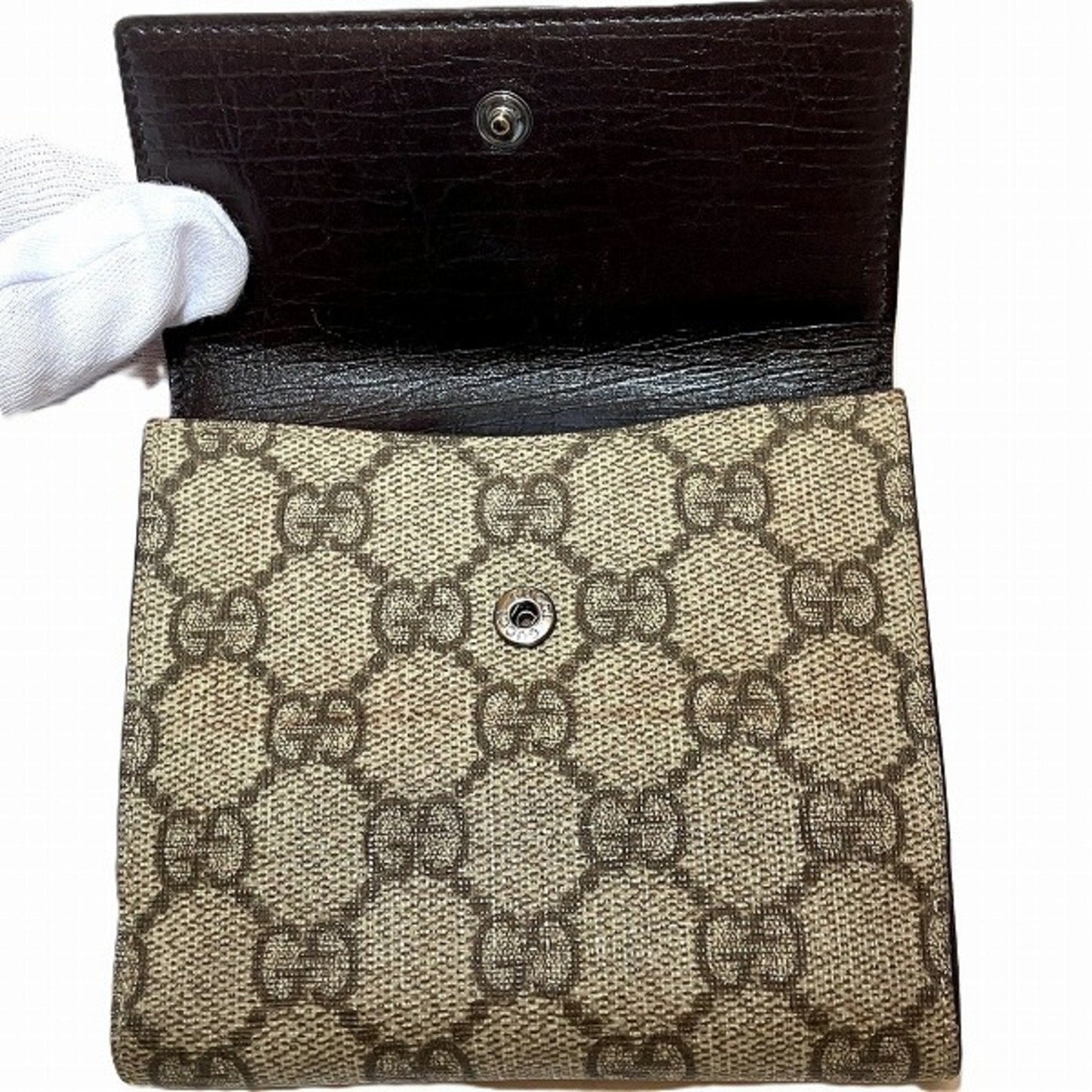 Gucci Brown Gg Supreme Leather Wallet (Bi-Fold)