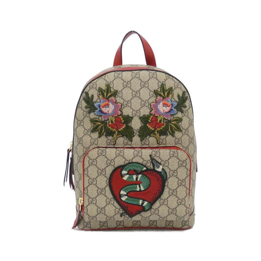 Gucci Beige Red Color Gg Supreme Backpack ()
