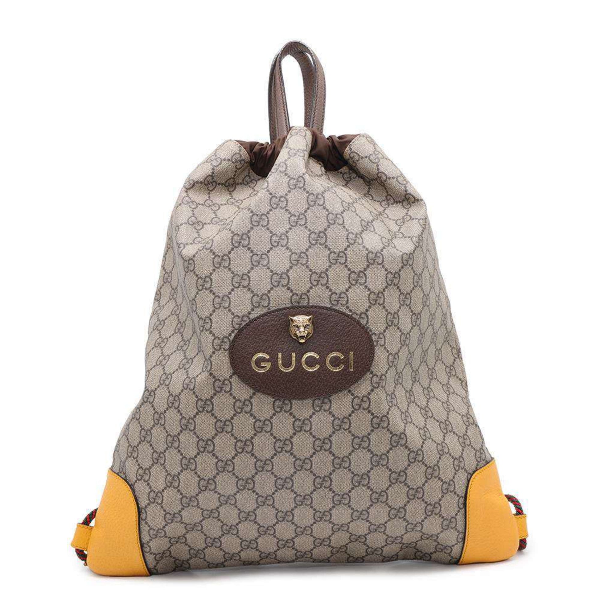 Gucci Beige Brown Gg Supreme Backpack ()