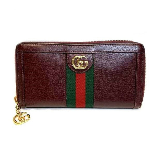 Gucci Brown Red Color Leather Coin Purse/Coin Case ()
