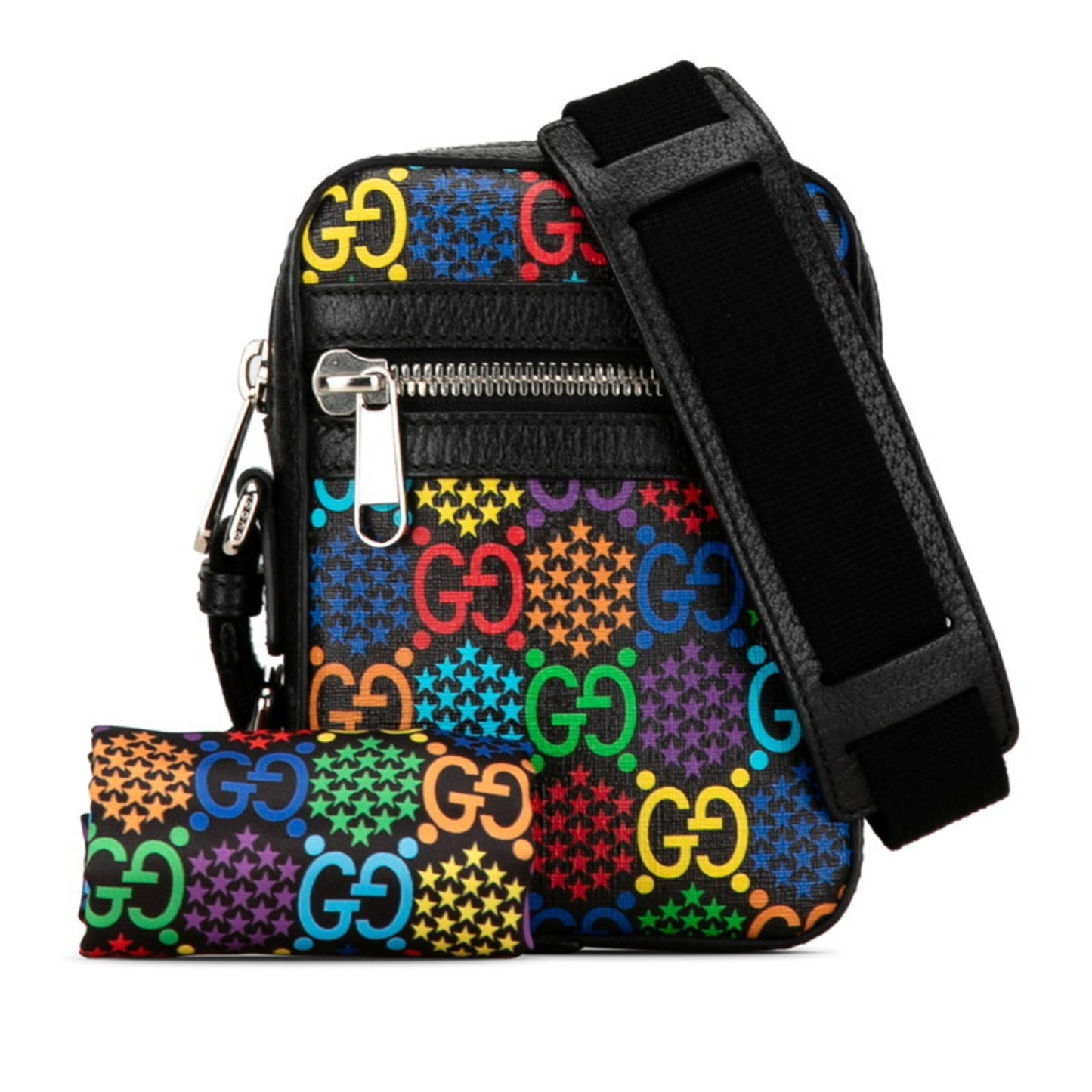 Gucci Black Multi-Color Pvc Leather Shoulder Bag