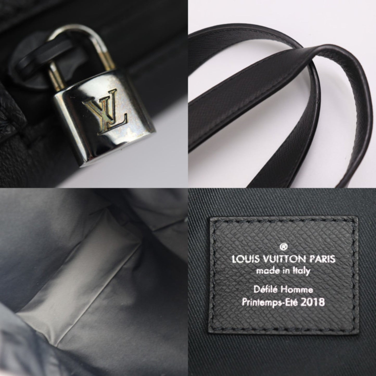Louis Vuitton Black Taiga Leather Handbag Pouch Shoulder Bag Tote Bag