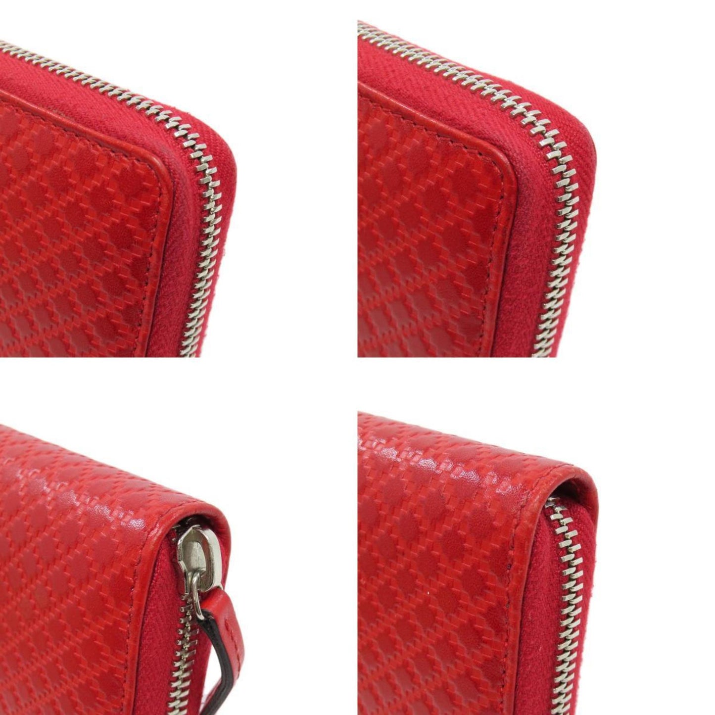 Gucci Diamante Red Color Leather Long Wallet (Bi-Fold)