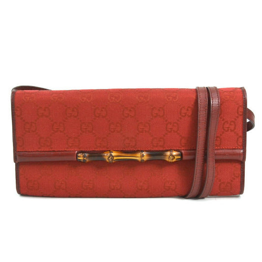 Gucci Bamboo Red Color Gg Canvas Shoulder Bag ()
