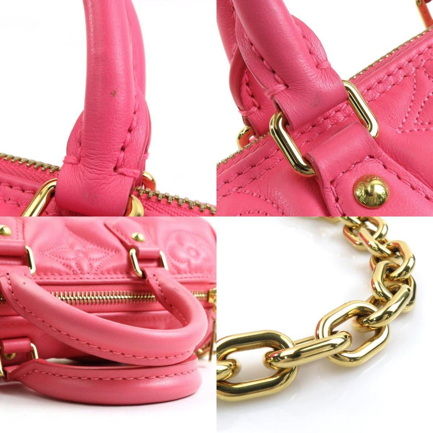 Louis Vuitton Pink Leather Handbag Shoulder Bag