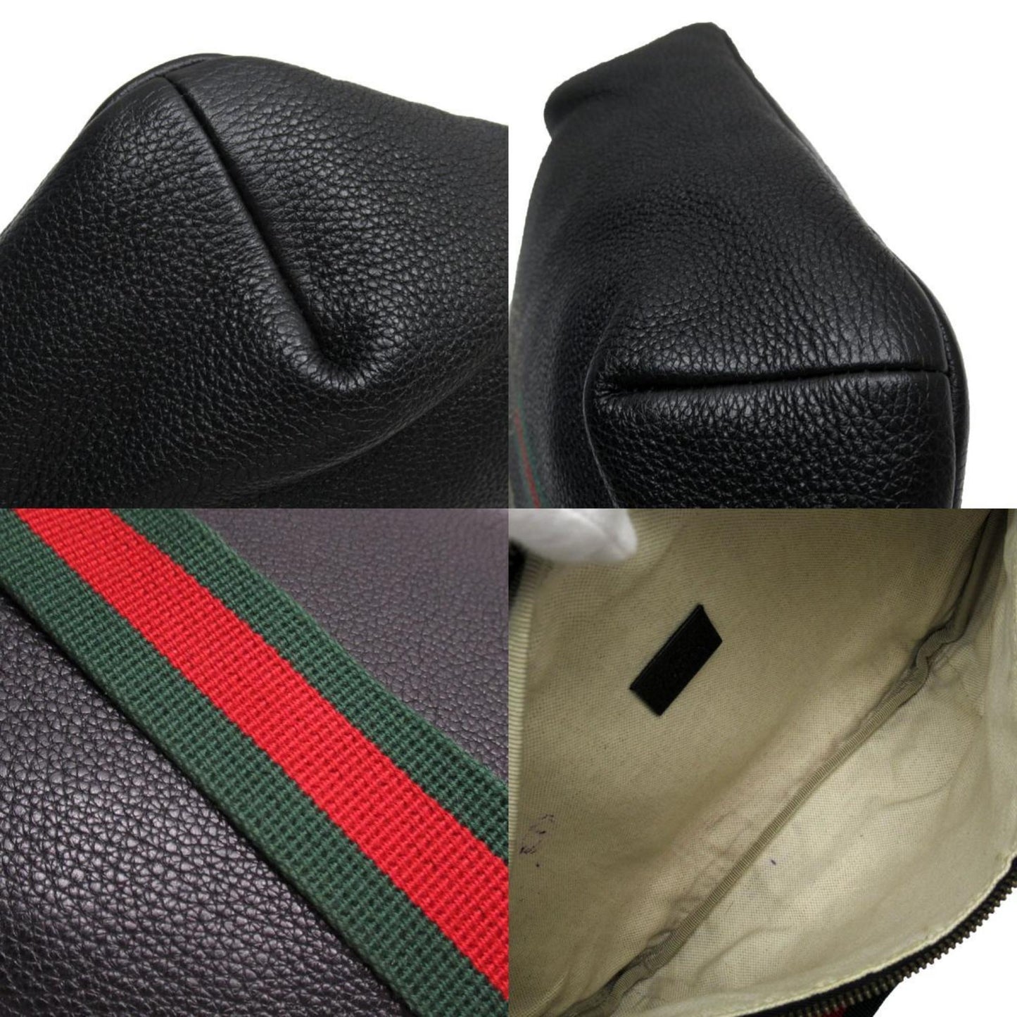 Gucci Black Green Red Color Leather Cotton Fanny Pack Sling Bag