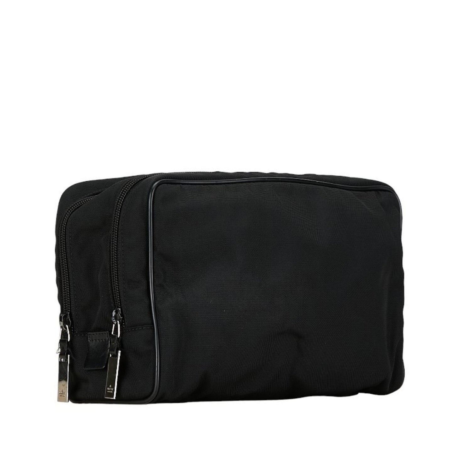 Gucci Black Nylon Leather Clutch Bag