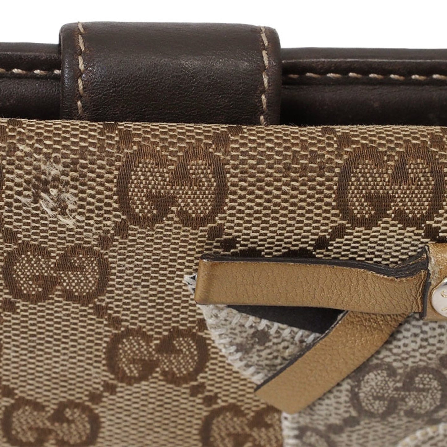 Gucci Brown Canvas Leather Long Wallet (Bi-Fold)