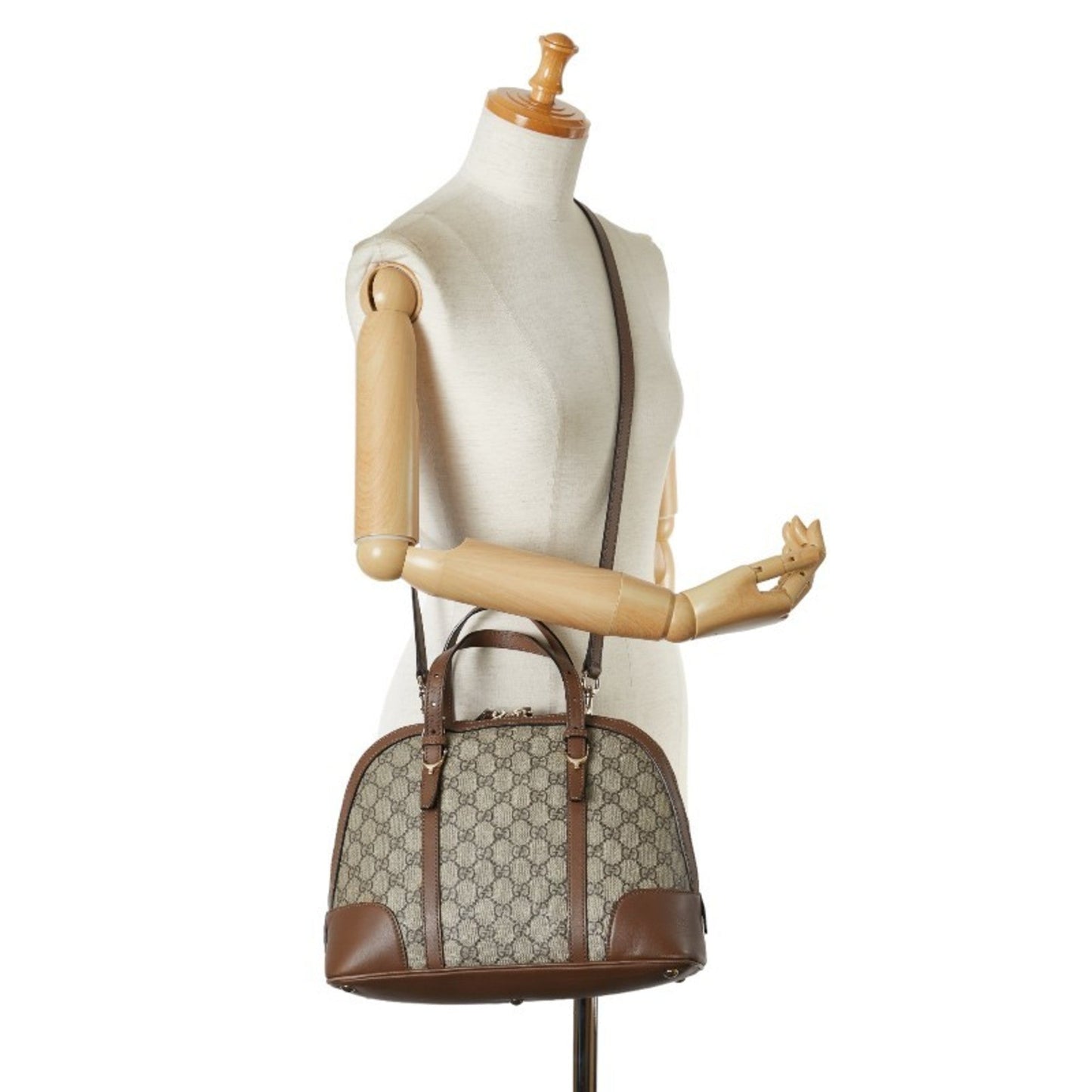 Gucci Beige Brown Pvc Leather Handbag Shoulder Bag