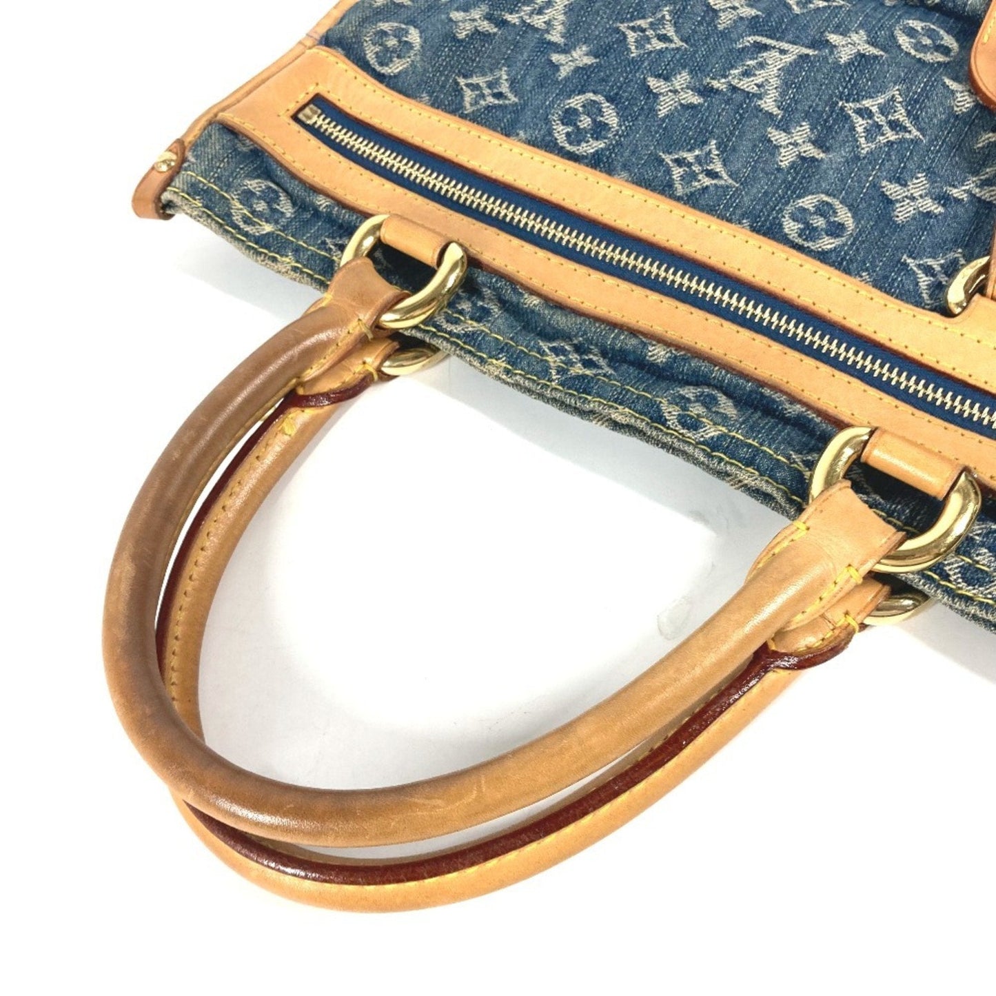 Louis Vuitton Blue Yellow Monogram Denim Shoulder Bag Tote Bag