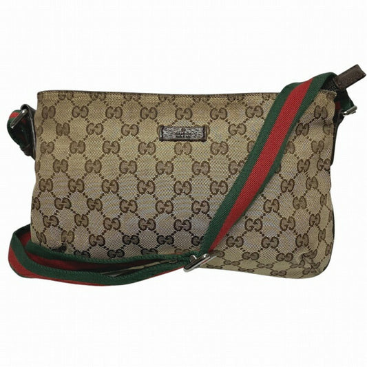 Gucci Brown Gg Canvas Leather Shoulder Bag ()