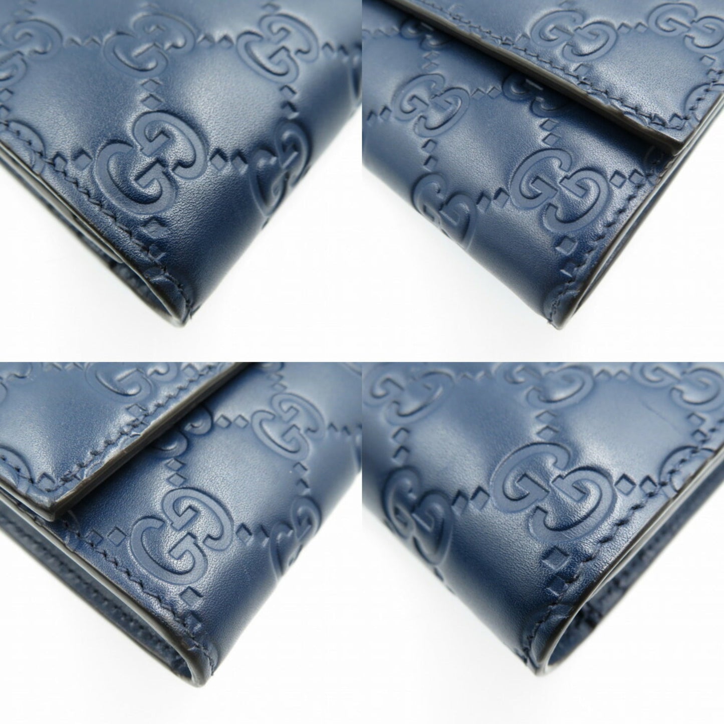 Gucci Navy Leather Long Wallet (Bi-Fold)