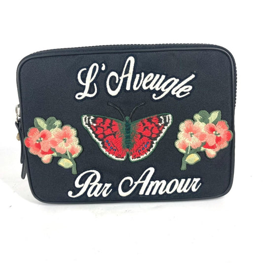 Gucci Black Multi-Color Nylon Clutch Bag Pouch ()