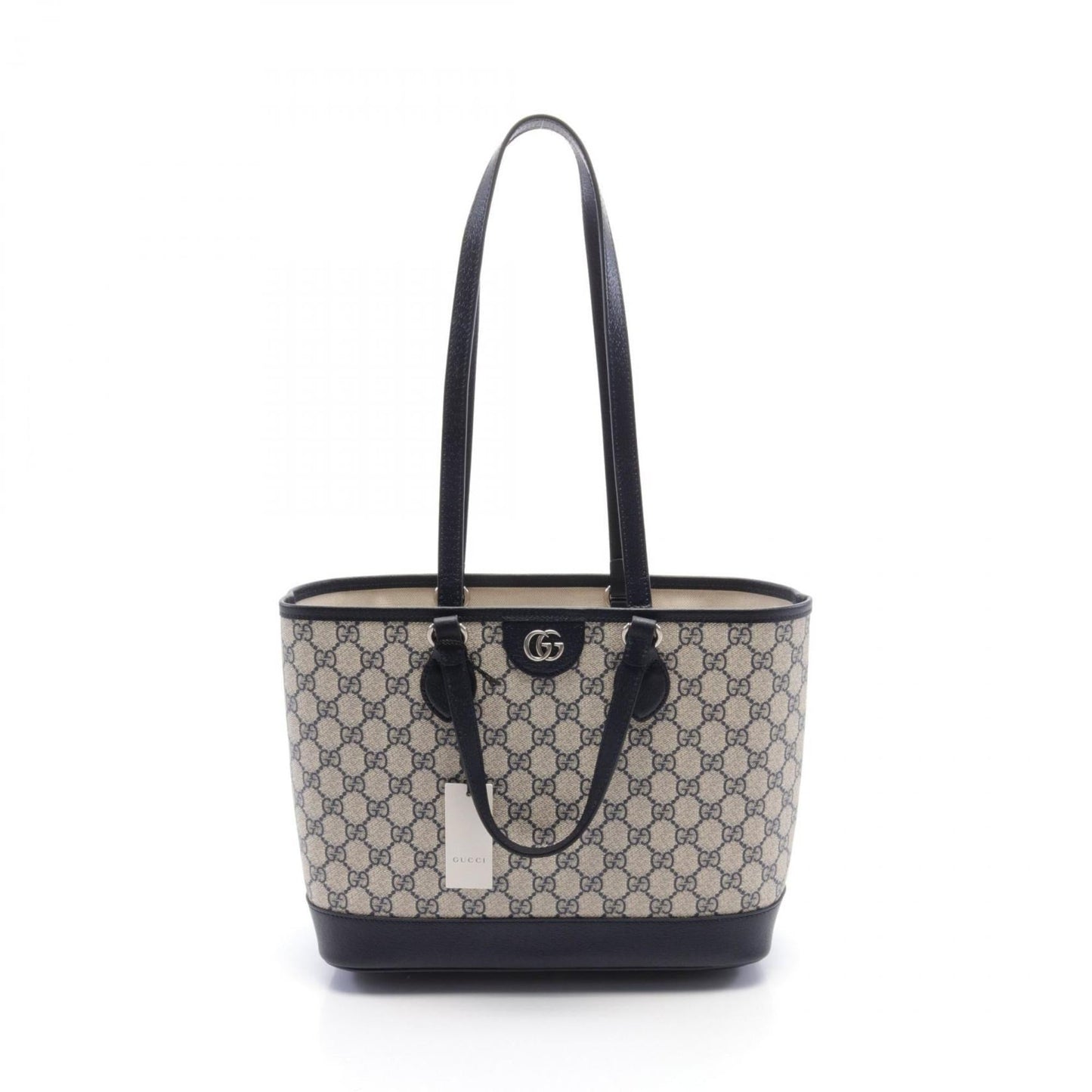 Gucci Beige Navy Pvc Coated Canvas Leather Tote Bag ()