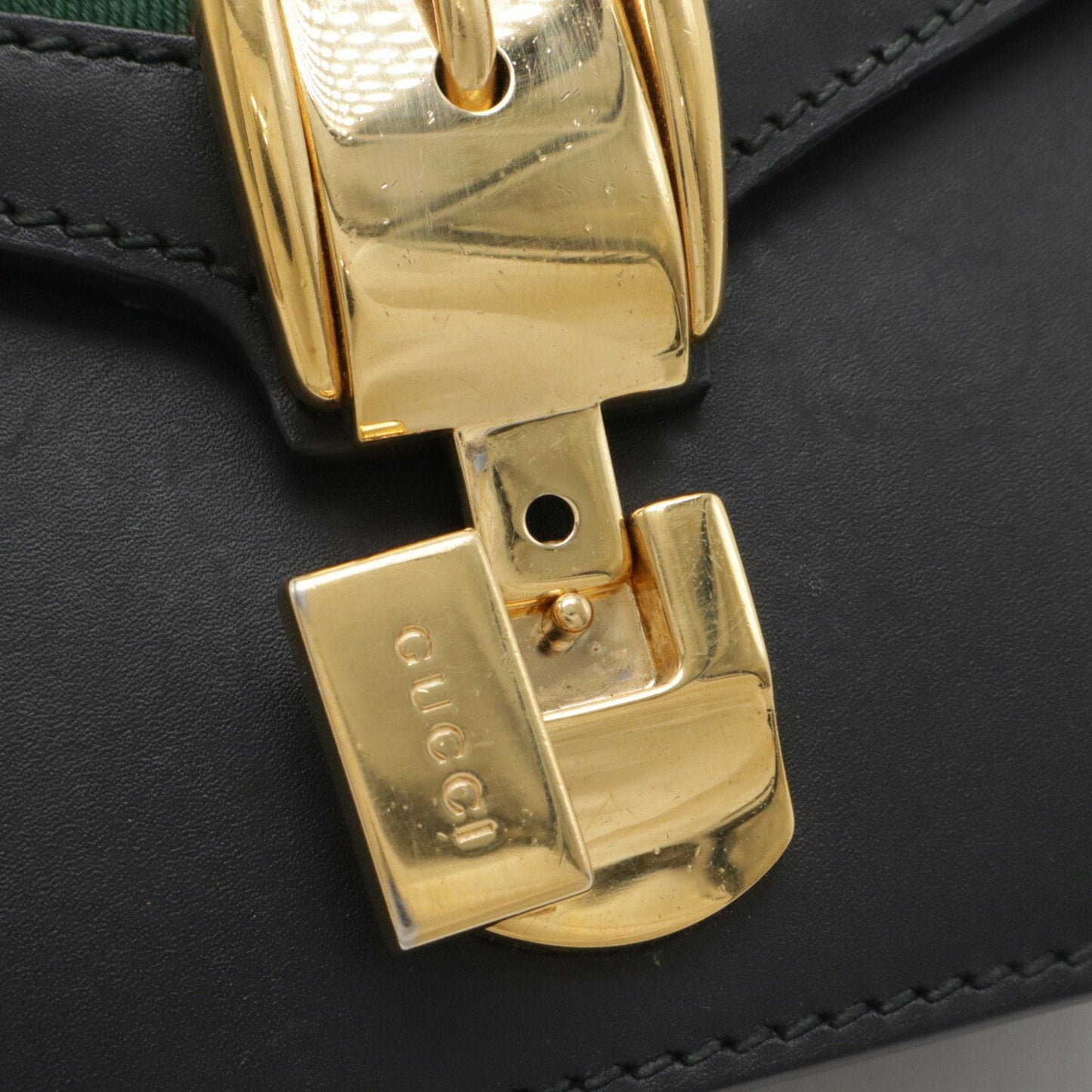 Gucci Black Green Red Color Leather Pochette Shoulder Bag