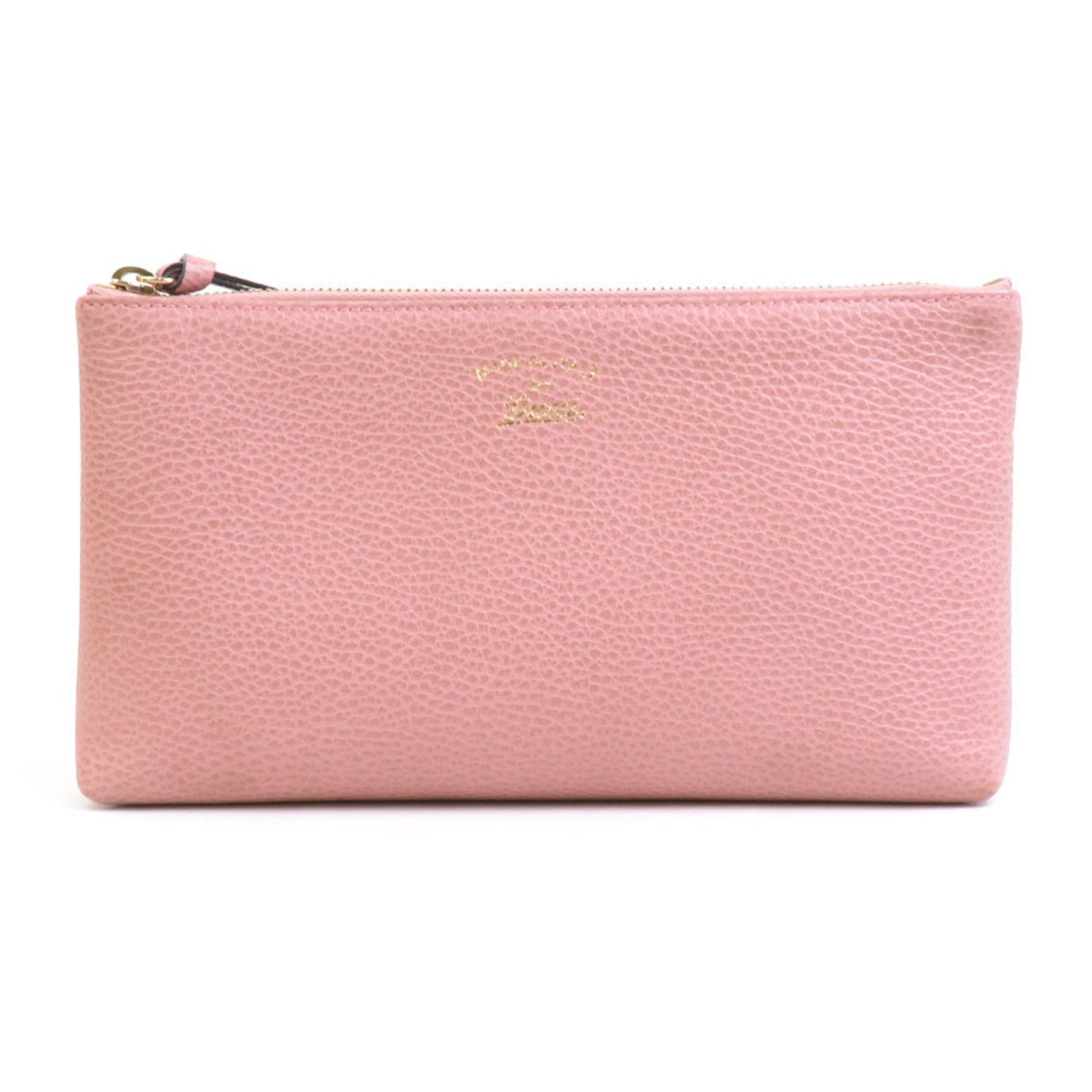Gucci Pink Beige Leather Pouch ()