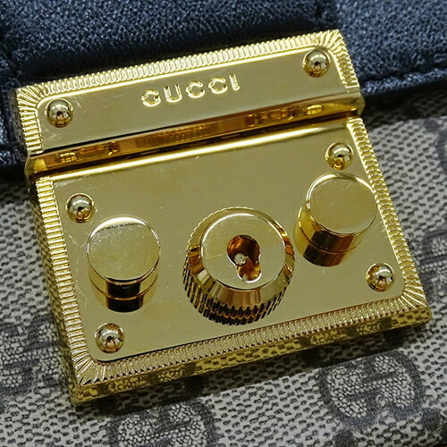 Gucci Padlock Black Brown Canvas Gg Supreme Handbag Shoulder Bag