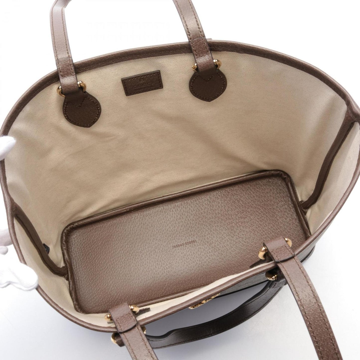 Gucci Beige Brown Pvc Coated Canvas Leather Tote Bag