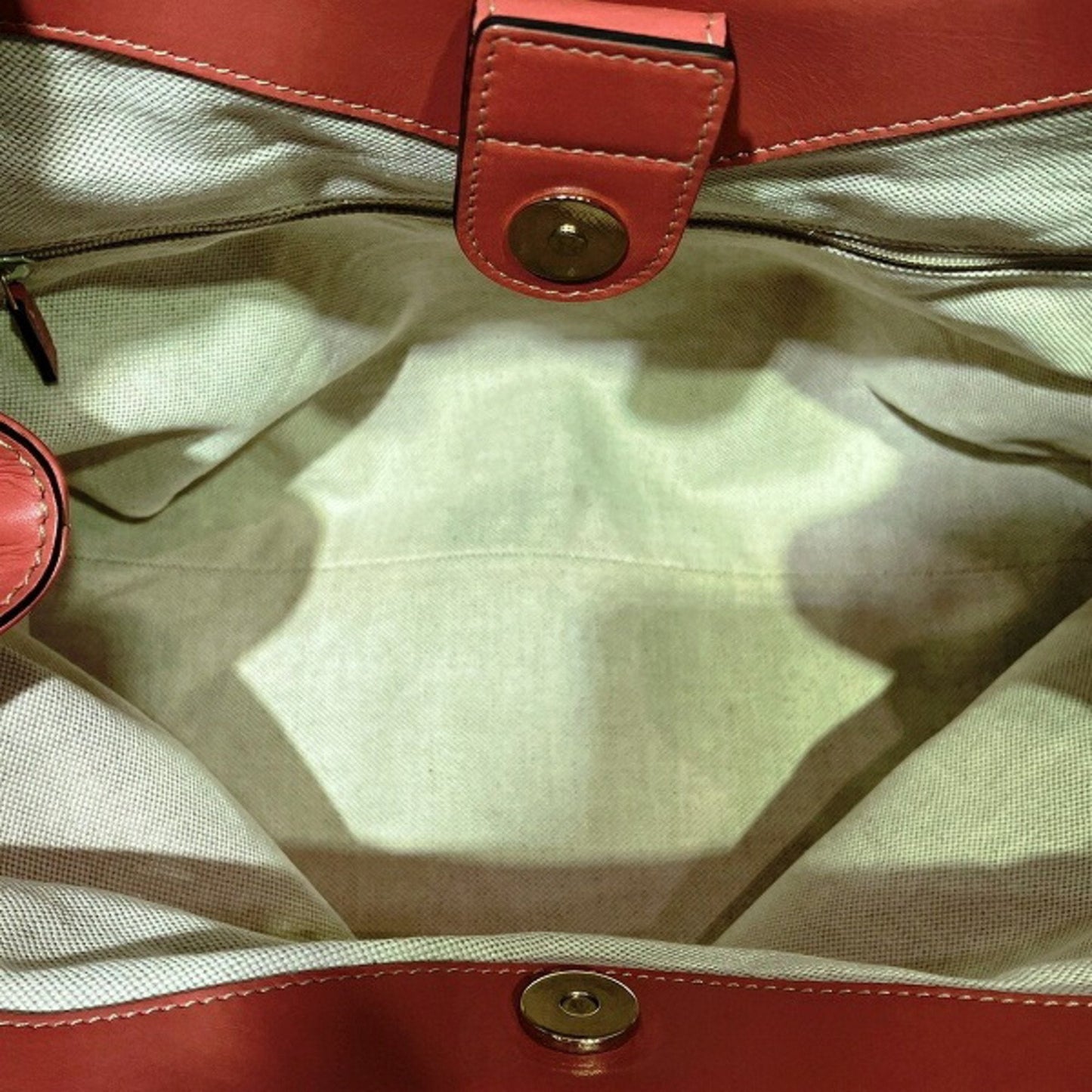 Gucci Beige Salmon Pink Canvas Leather Handbag Tote Bag