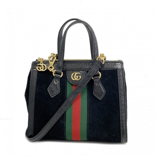 Gucci Black Green Red Color Suede Handbag